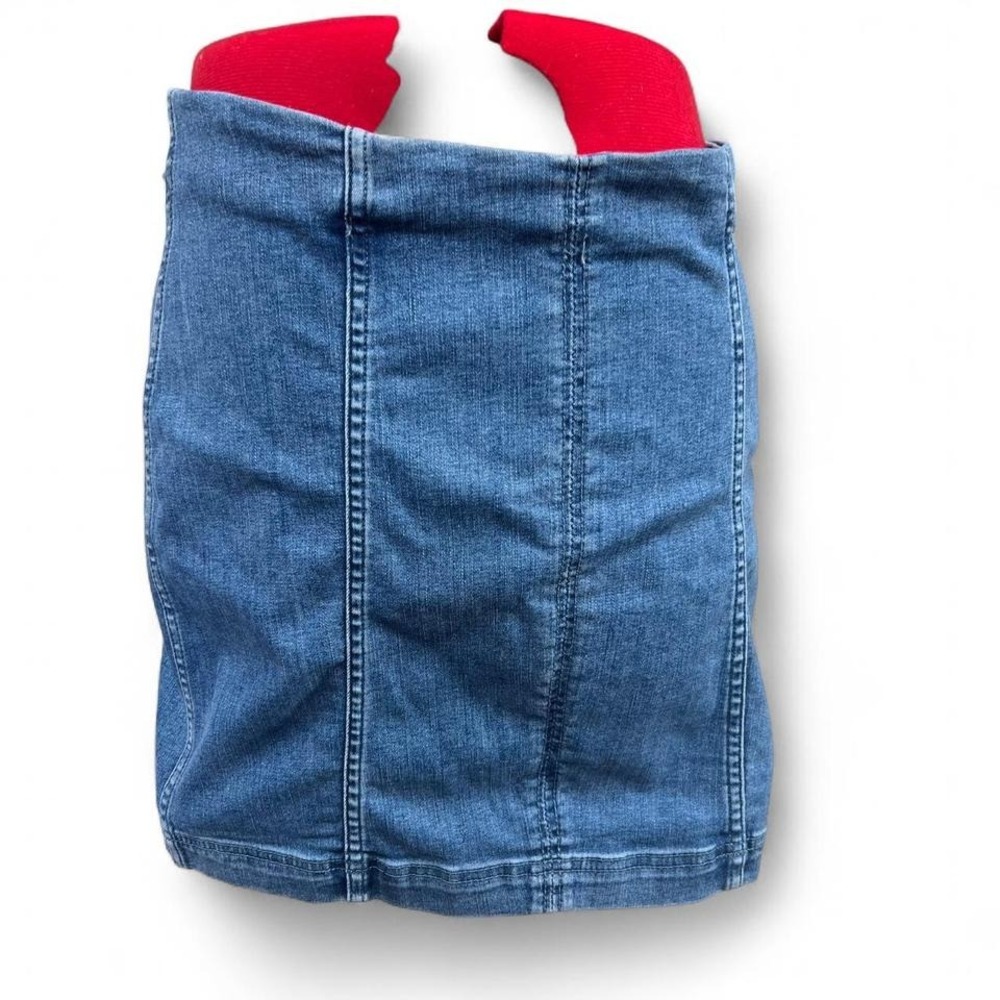 Free People Size 12 Stretchy Denim Mini Skirt With Back Zipper Summer Vacation